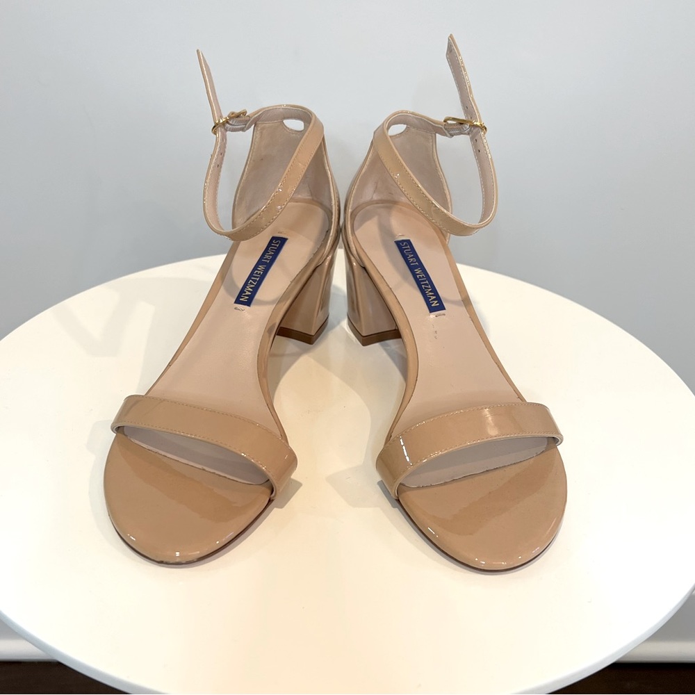 Stuart Weitzman Mid Heel Sandals Nude Color Size 7